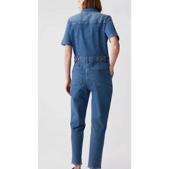 Gap 2 Denim Jumpsuit Short Sleeve Womens Painter Carpenter Style Jeans - Picture 2 of 11